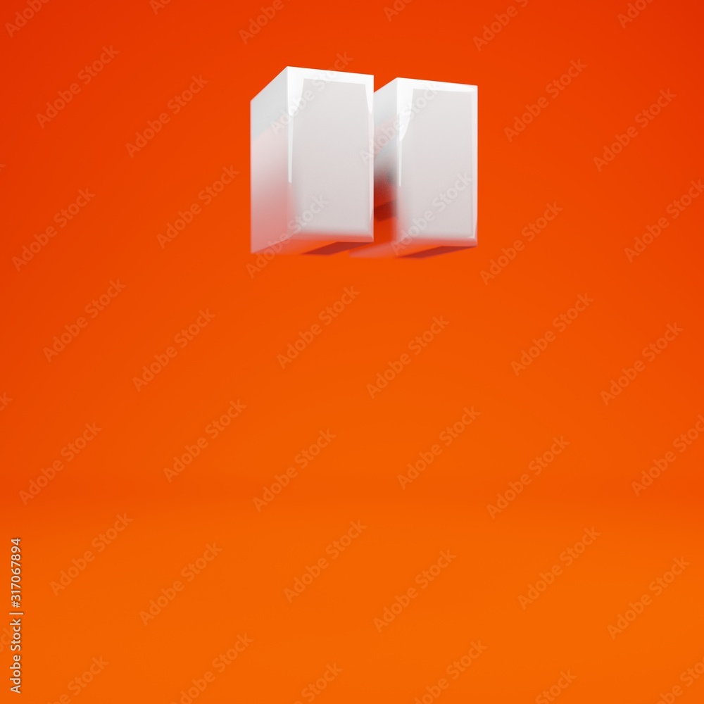 Whithe glossy 3d double quotes symbol on hot orange background. 3D rendering. Best for anniversary, birthday party, celebration. Whithe glossy 3d double quotes symbol on hot orange background. 3D rendering. Best for anniversary, birthday party, celebration.