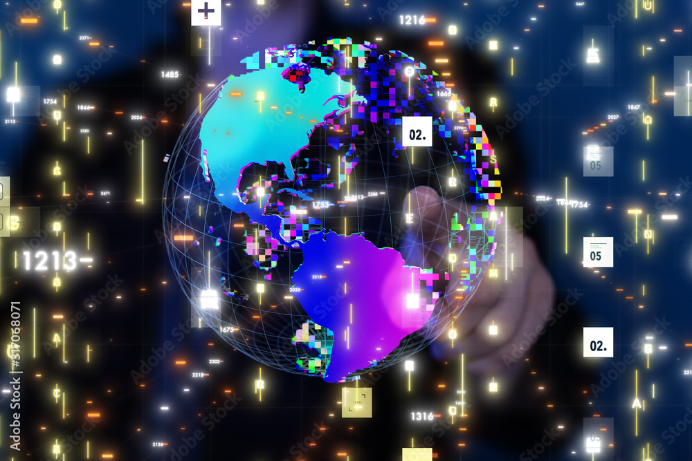 3D illustration of the virtual hologram communication 3D illustration of the virtual hologram communication