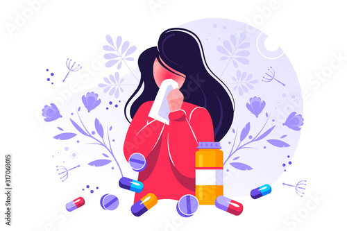 Allergy vector illustration. Flat tiny 