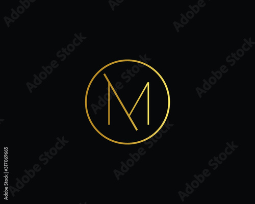 Creative and Minimalist Letter M Logo Design Icon, Editable in Vector Format in Black and Gold Color