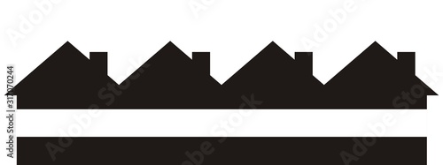 Group of houses, black silhouette, vector icon