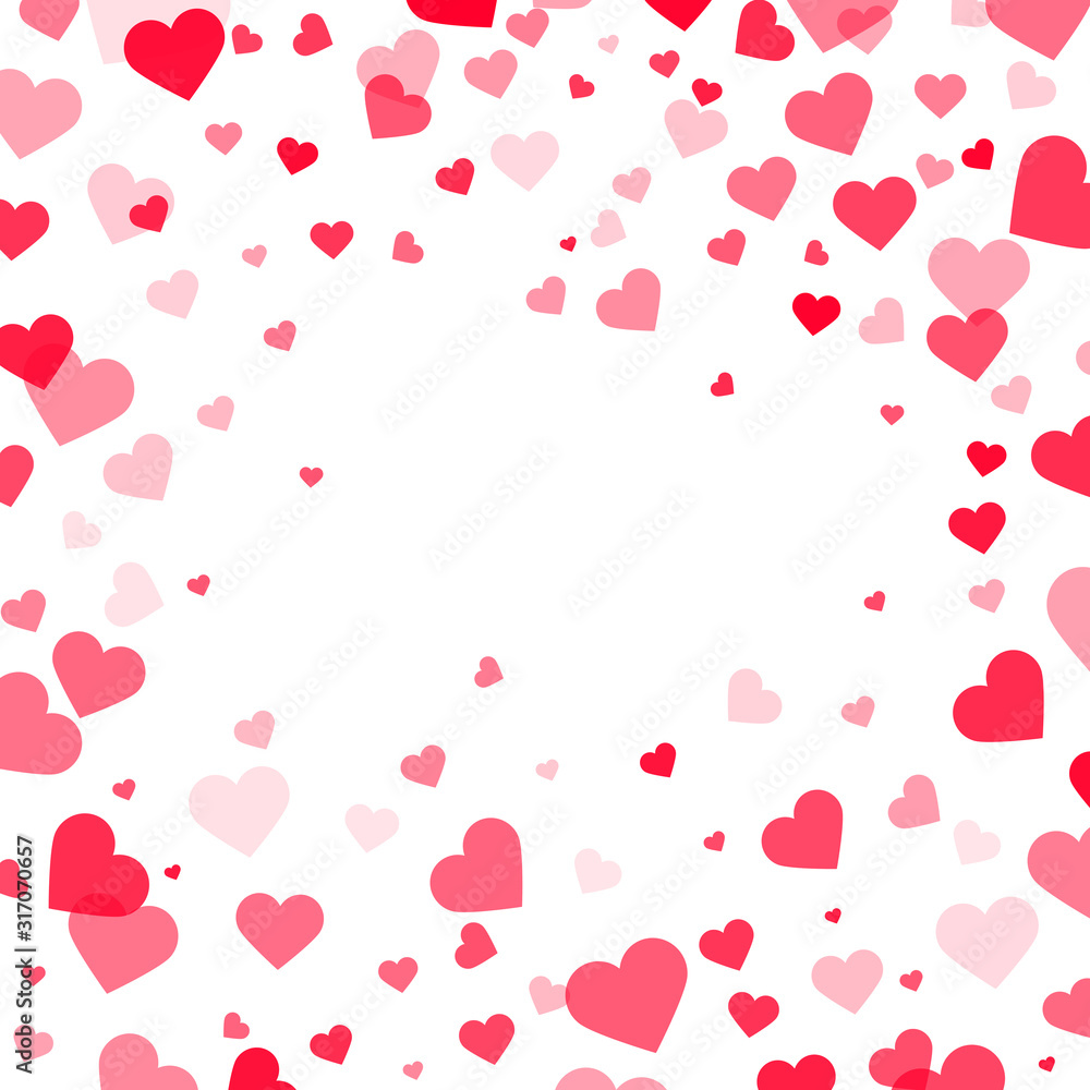 Hearts romantic background, cute Valentine design, vector illustration