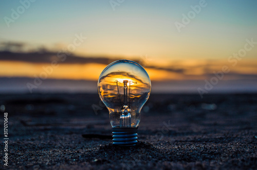 light bulb on the beach