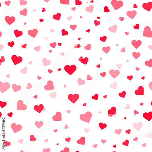 Hearts romantic seamless pattern background, cute Valentine design. Texture for wallpapers, fabric, wrap, web page backgrounds, vector illustration