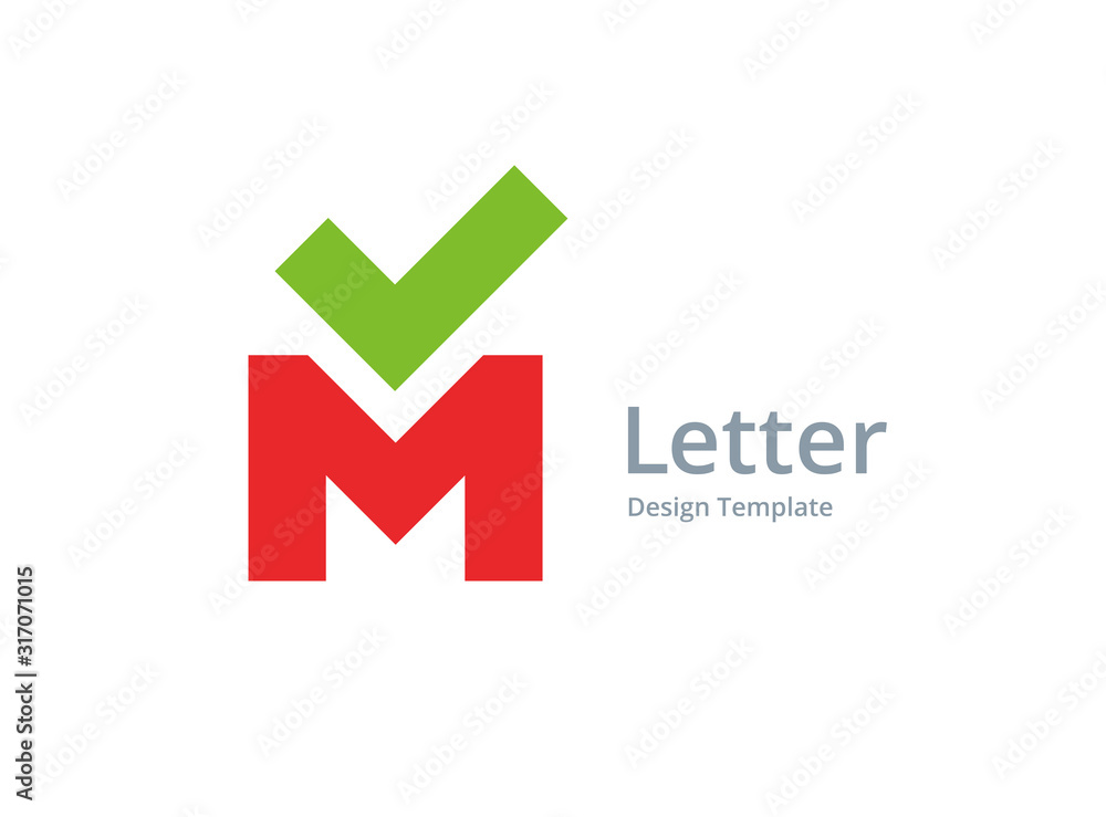 Letter M check mark logo icon design template elements Letter M check mark logo icon design template elements