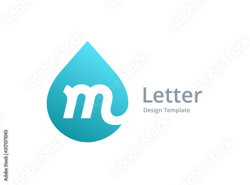 Letter M water drop logo icon design template elements