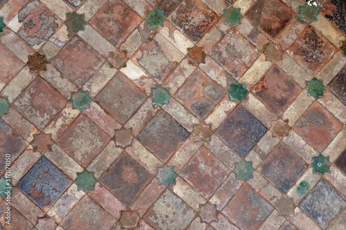 Old moorish floor tile pattern / mosaic; Spain, Europe