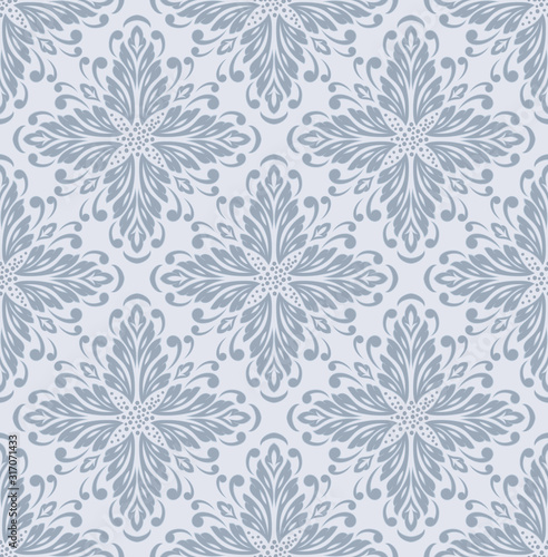 Vector damask seamless pattern element. Classical luxury old fashioned damask ornament, royal victorian seamless texture for wallpapers, textile, wrapping. Exquisite floral baroque template. © garrykillian