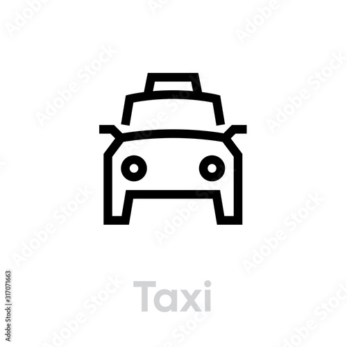 Taxi icon editable line. Taxicab vector symbol
