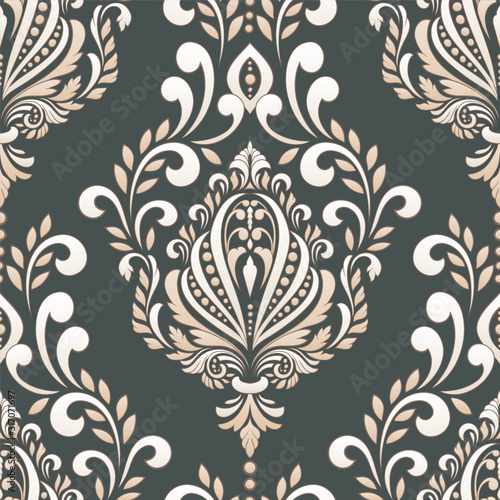 Vector damask seamless pattern element. Classical luxury old fashioned damask ornament, royal victorian seamless texture for wallpapers, textile, wrapping. Exquisite floral baroque template.