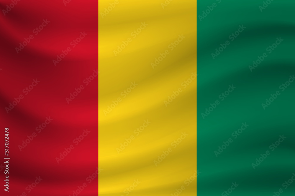 Waving flag of Guinea. Vector illustration Waving flag of Guinea. Vector illustration