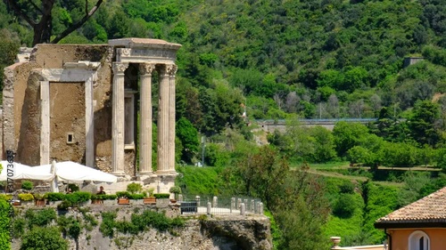 Rome local landmark of Tivoli - Lazio region of Italy - Temple of Vesta Circular Temple roman temple symbol