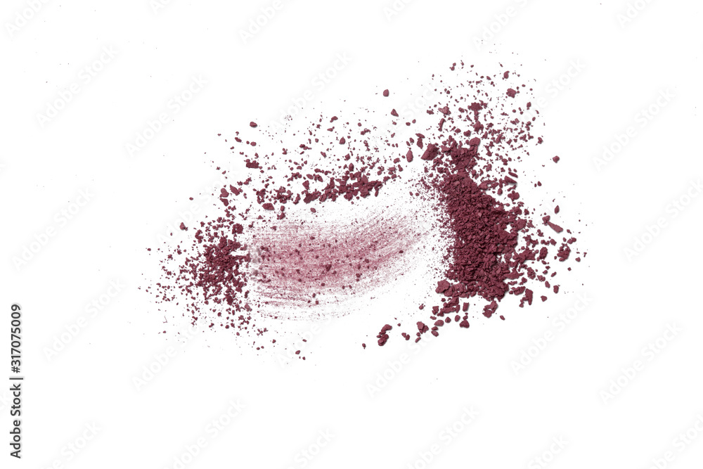 Purple pigment powder isolated on white background