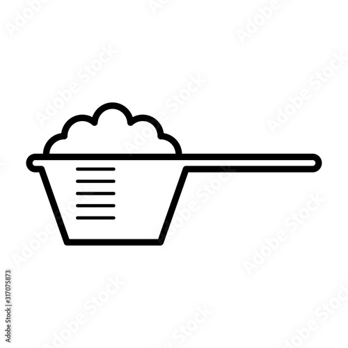 Icon with measuring spoon for washing powder. Vector symbol illustration. Laundry icon.