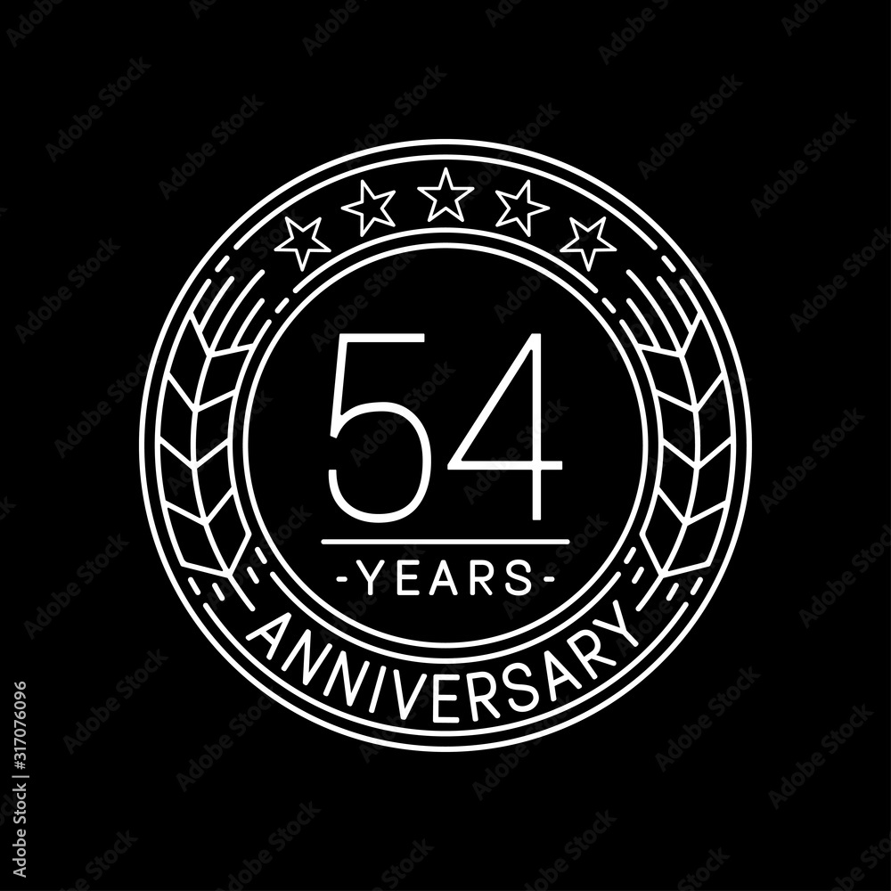 54 years anniversary logo template. 54th line art vector and illustration. 54 years anniversary logo template. 54th line art vector and illustration.