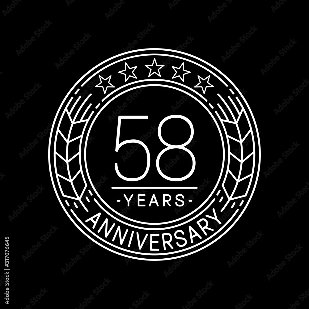 58 years anniversary logo template. 58th line art vector and illustration. 58 years anniversary logo template. 58th line art vector and illustration.