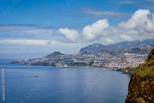Panoramic view over Funchal the capital of Madeira fom a viewpoint, Madeira island, Portugal