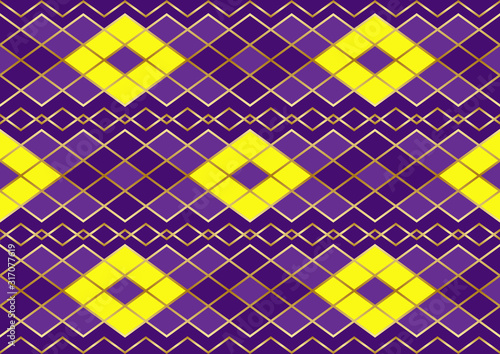 Elegant luxury pattern in traditional Mardi Gras holiday colors. Perfect to decorating clothes for carnival and up any room home, that needs a little color touch.