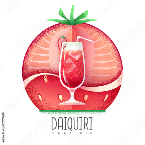 Vector illustration of daiquiri cocktail icon. Grainy texture design