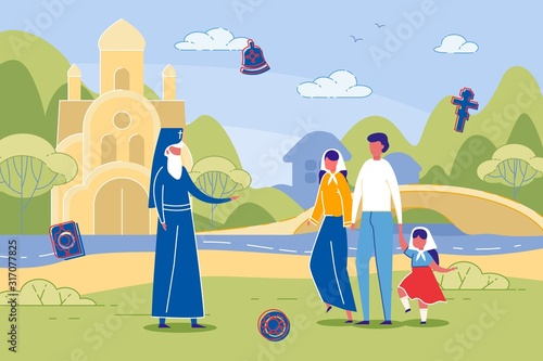 Eastern Orthodox Christians Talking to Presbyter