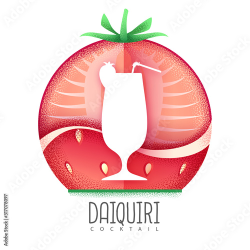 Vector illustration of daiquiri cocktail icon. Grainy texture design
