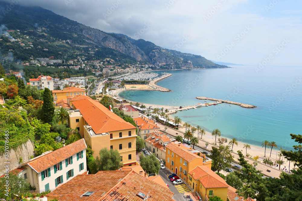 Naklejka premium Menton, town in French Riviera Cote d'Azur