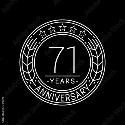 71 years anniversary logo template. 71st line art vector and illustration.