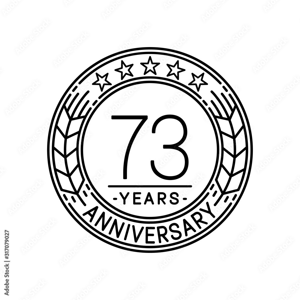 73 years anniversary logo template. 73rd line art vector and illustration.