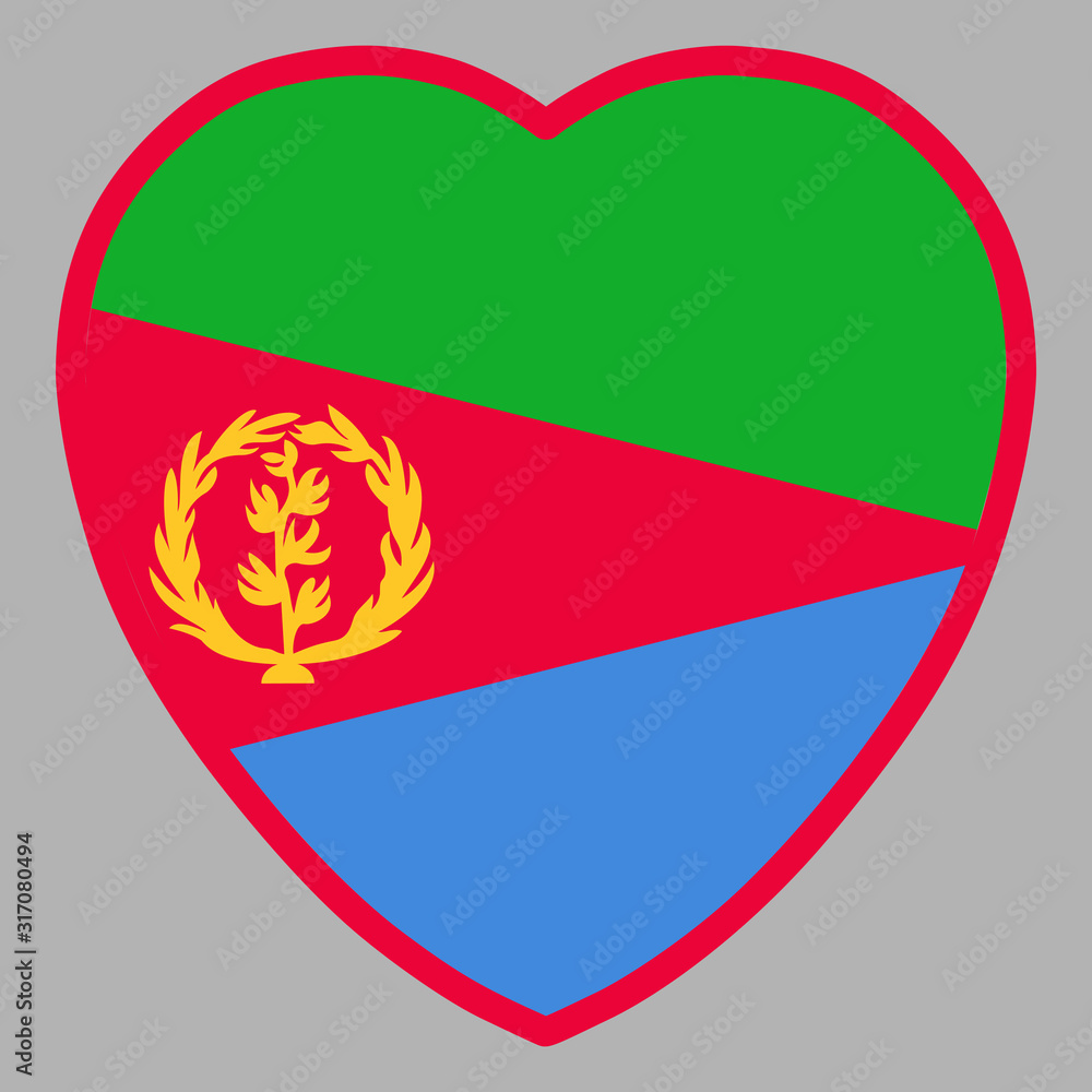 Eritrea Flag In Heart Shape Vector