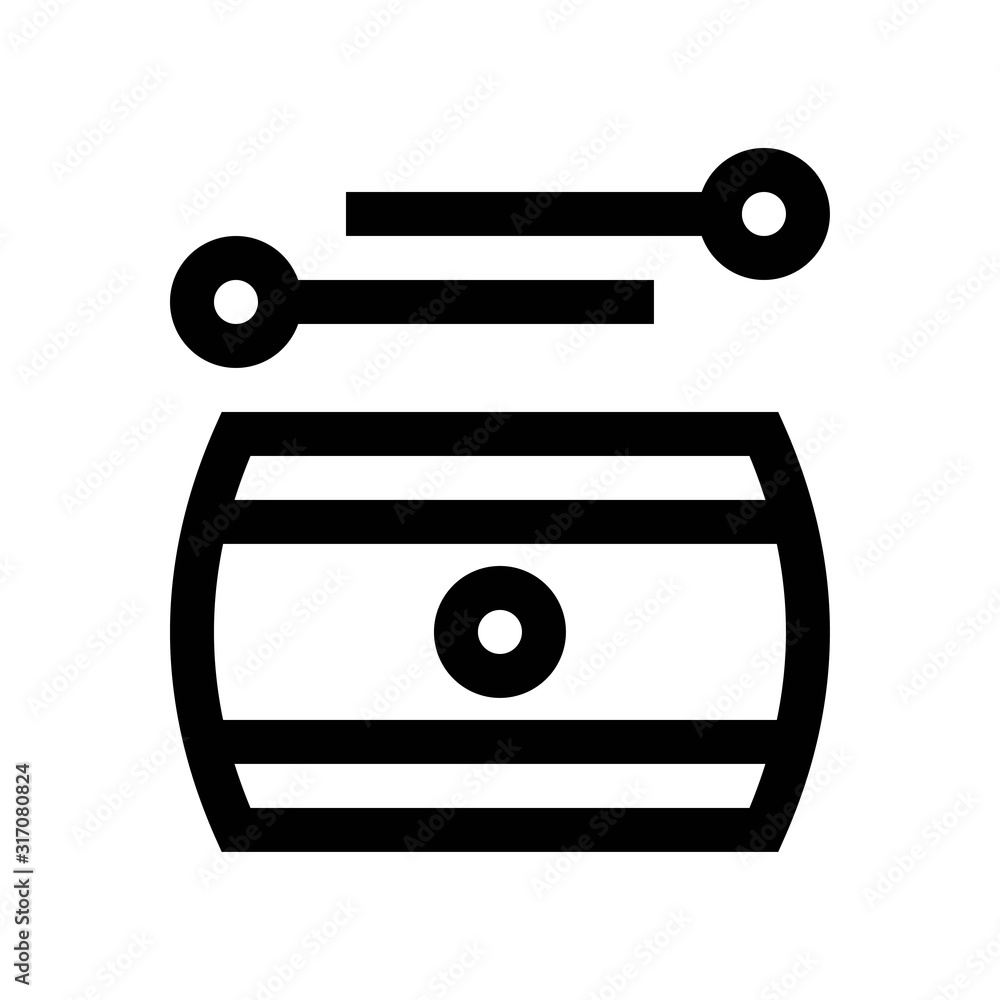china new year related drum with sticks vector in lineal style