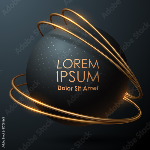 Black sphere with gold rings