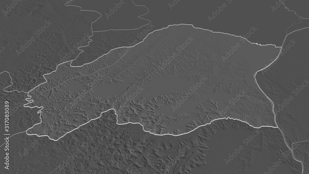 Plateaux, region with its capital, zoomed and extruded on the bilevel map of Congo Brazzaville in the conformal Stereographic projection. Animation 3D Plateaux, region with its capital, zoomed and extruded on the bilevel map of Congo Brazzaville in the conformal Stereographic projection. Animation 3D