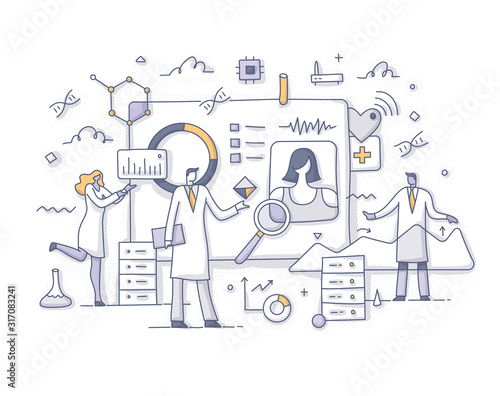 Big Data in Healthcare Concept Doodle Illustration