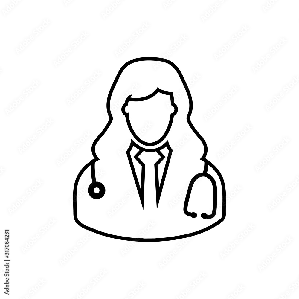 Female Doctor line icon. Flat style vector EPS. Female Doctor line icon. Flat style vector EPS.