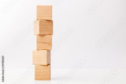 wooden cubes on a white background