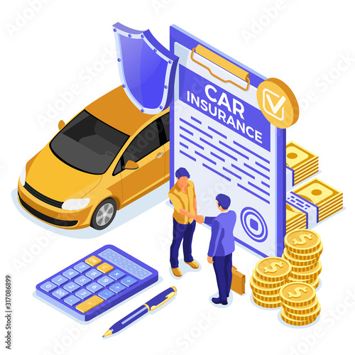 Car Insurance Isometric Concept