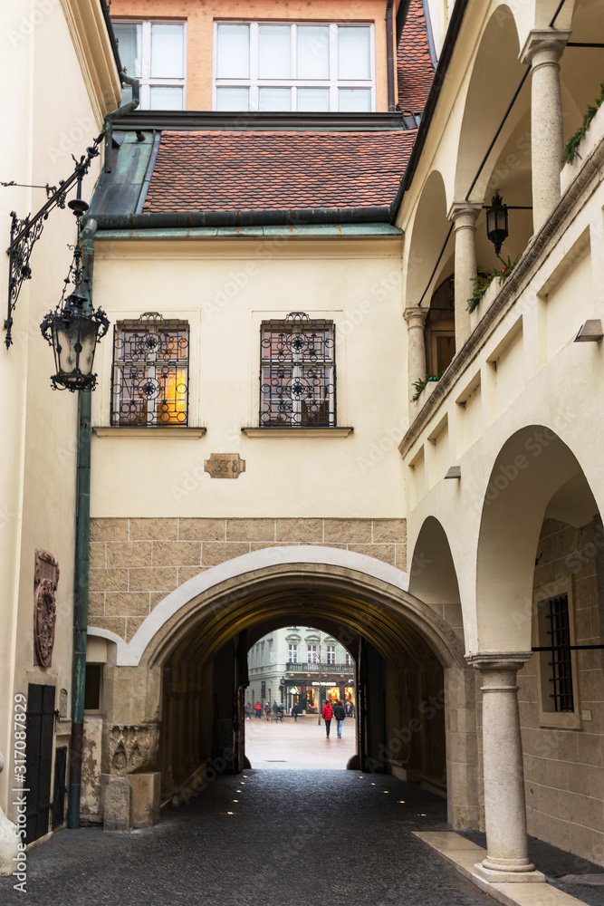 Old Town Hall, Bratislava City Museum (Mestske Muzeum), courtyard. Slovakia.
