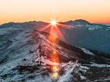 Winter sunrising at polish bieszczady mountains 