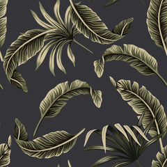 Keuken achterwand Planten patronen Donkere jungle palmbladeren nachtpatroon  © good_mood