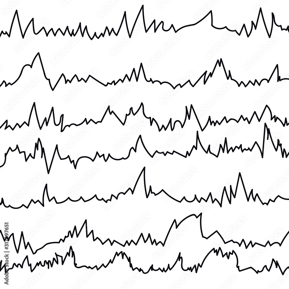 black and white set cardiogram lines of heart black and white set cardiogram lines of heart