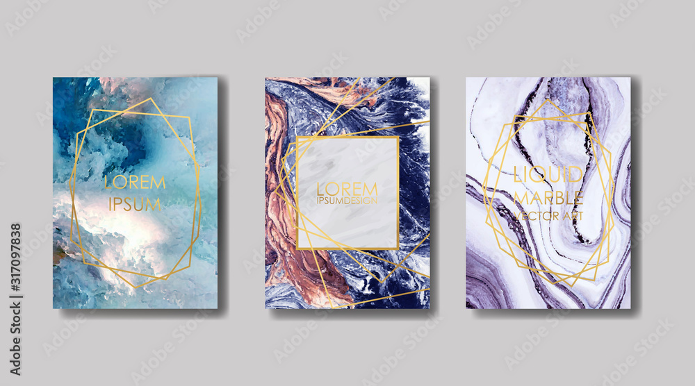 Fototapeta premium liquid marble with gold. flyer, business card, flyer, brochure, poster, for printing. trend vector