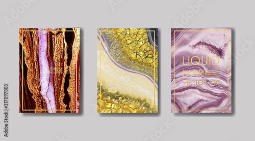 liquid marble with gold. flyer, business card, flyer, brochure, poster, for printing. trend vector