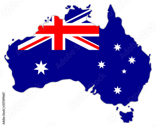 Australienkarte mit Landesflagge