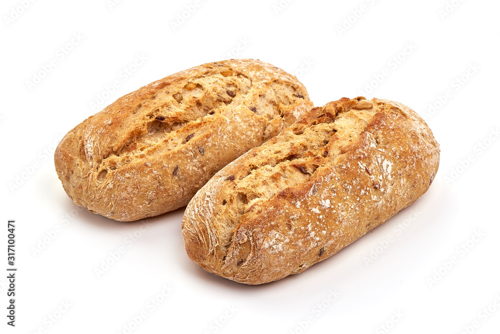 Crispbread rolls, isolated on white background Crispbread rolls, isolated on white background