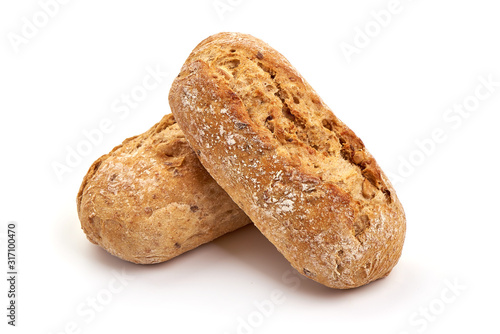 Crispbread rolls, isolated on white background