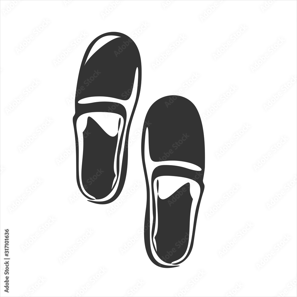 slippers icon slipper home isolated soft logo.continuous one line drawing slippers icon slipper home isolated soft logo.continuous one line drawing