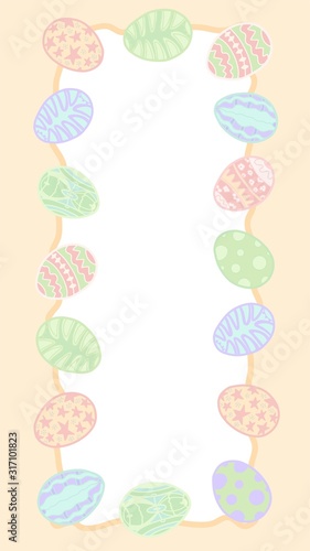 Happy easter social media, stories frame with paschal eggs. Copy space. Place for text. Vector