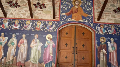 Kalambaka (Kalabaka), Greece - december 29 2019: interior of the Holy Monastery of Varlaam. The Monasteries of Meteora an UNESCO World Heritage