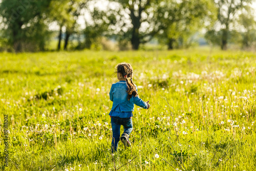 Cute little girl on the meadow in summer day © Angelov