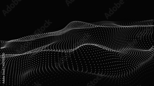 Abstract digital wave of particles. Futuristic point wave. Technology background vector. Vector illustration